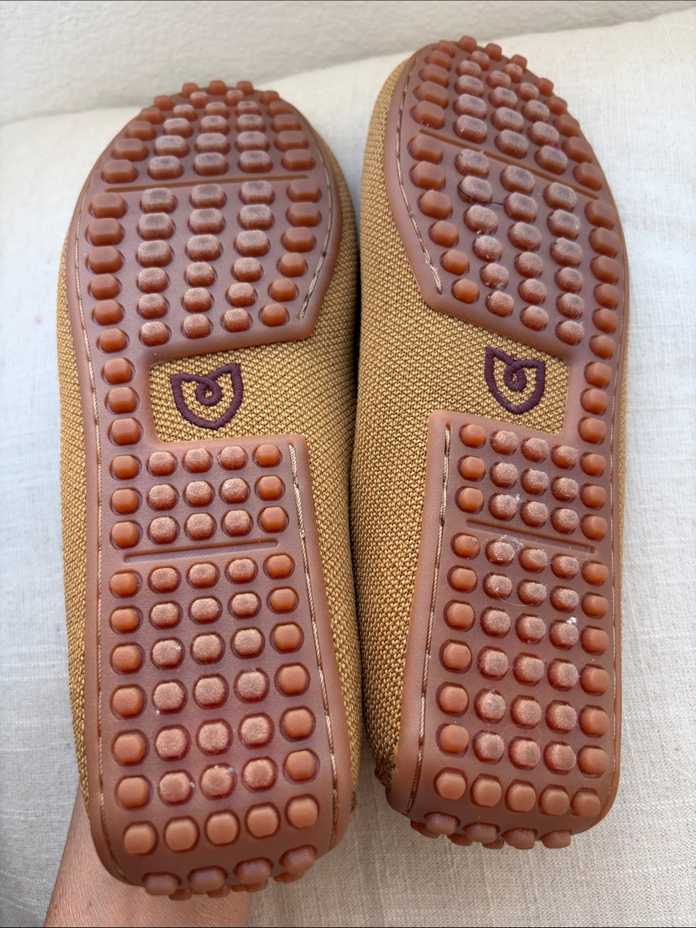 Rothy's  The driver in sunflower Tan Knit Slip-On Loafers with White Accent - Picture 3 of 10